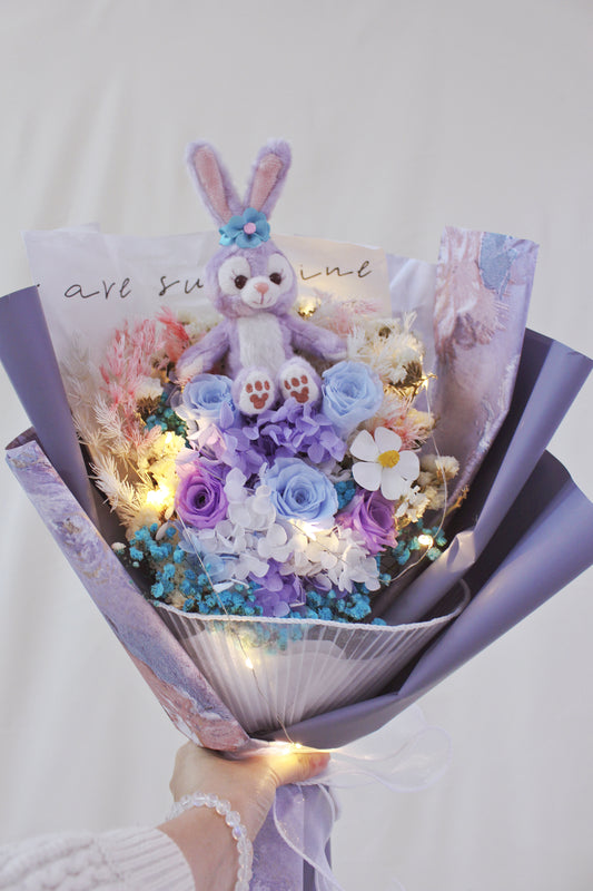 保鮮乾花系列-StellaLou紫玫瑰手抱50cm大花束