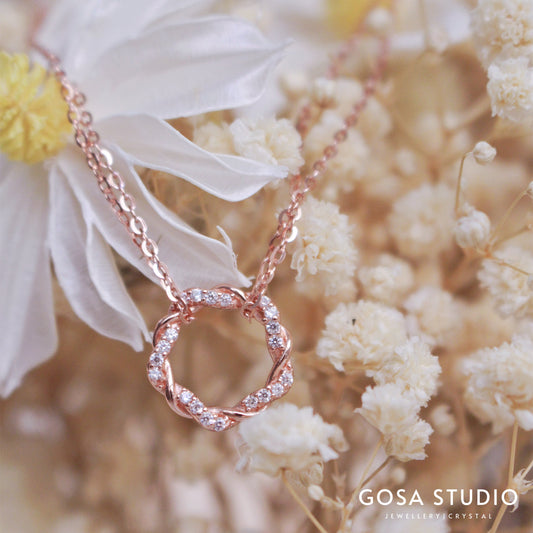 GN014 18K金 扭紋雙圈項鍊