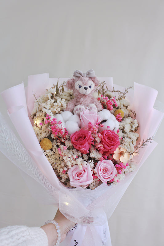 保鮮乾花系列-Shellie May粉紅玫瑰手抱50cm大花束