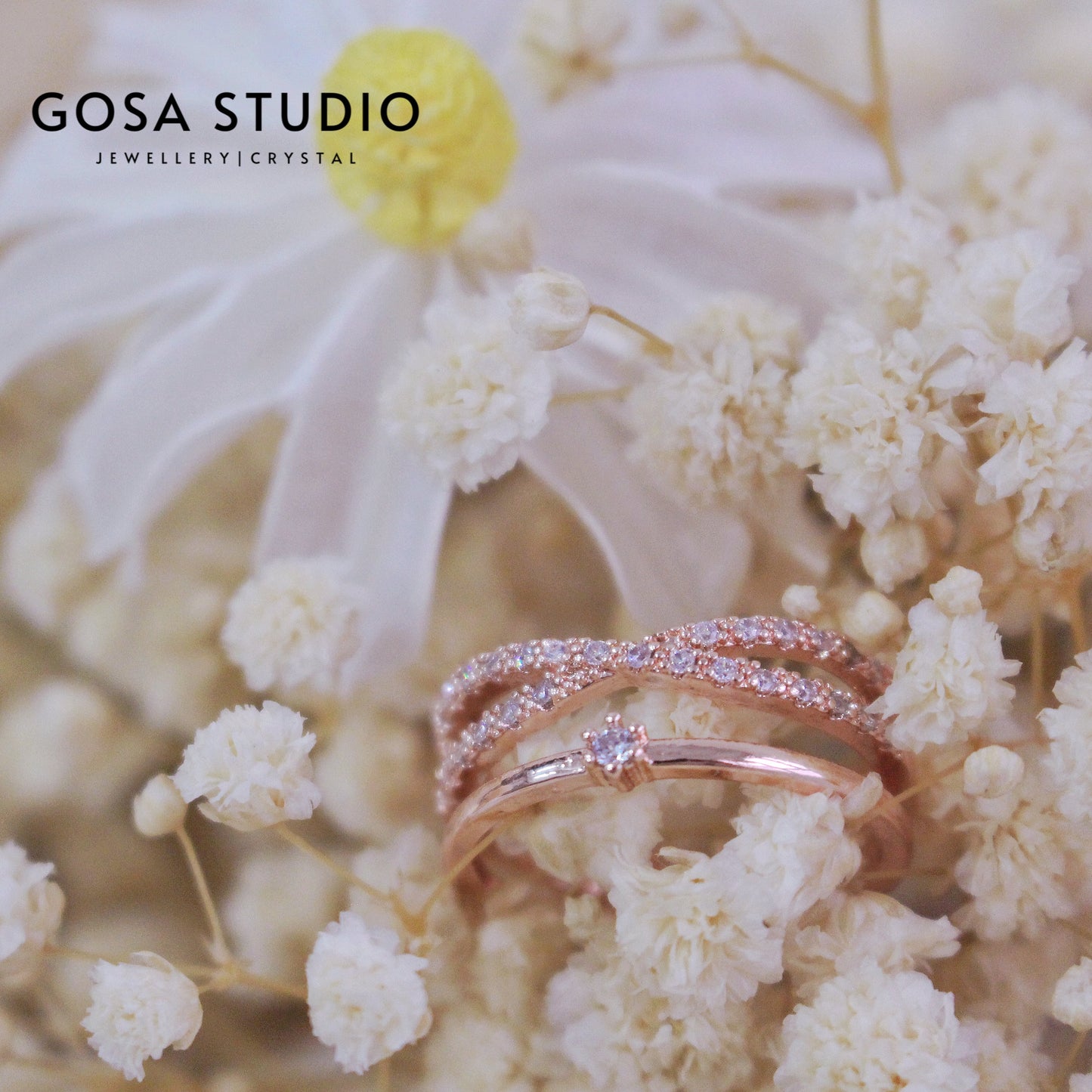 GR012 14K金 玫金交叉戒指