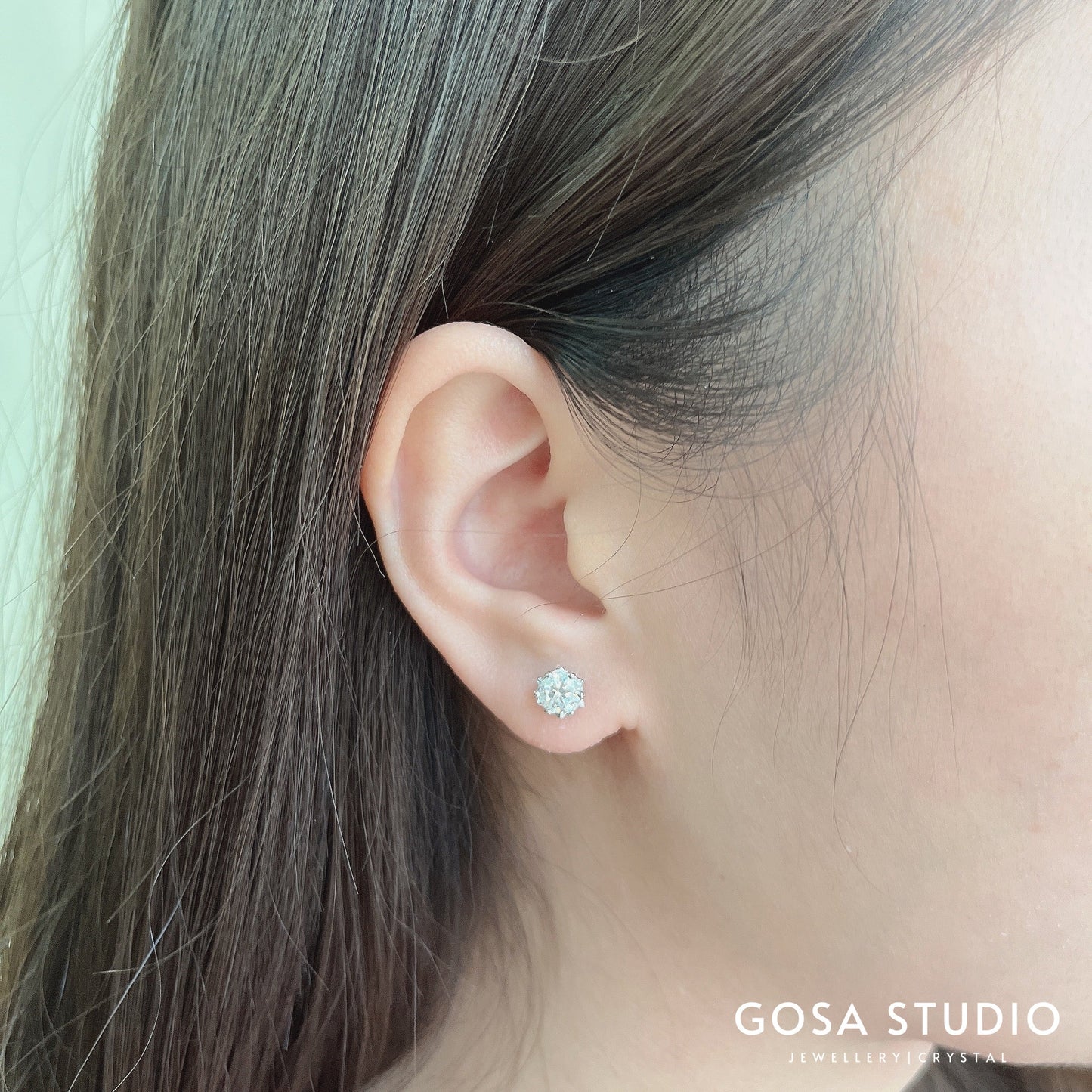 GE011 925純銀 莫桑鑽雪花耳釘耳環