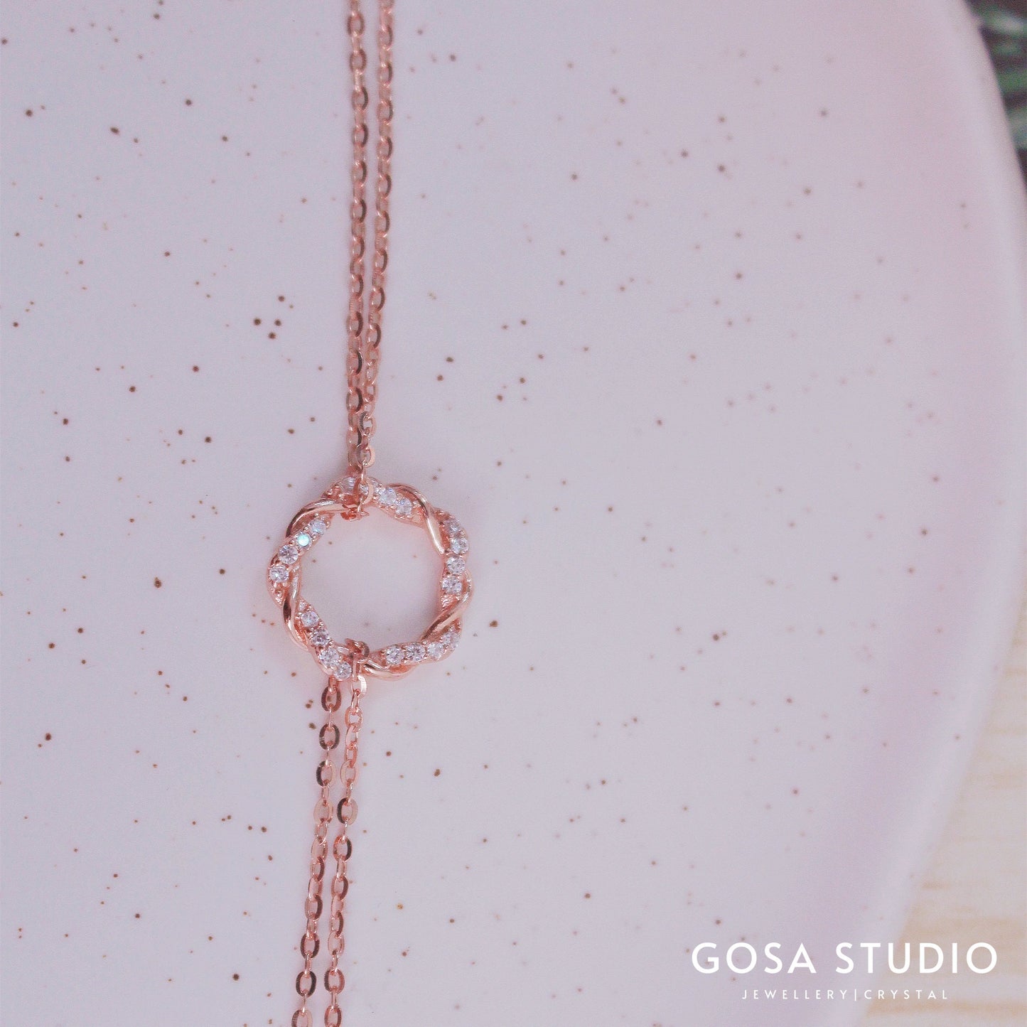 GN014  18K金 扭紋雙圈項鍊