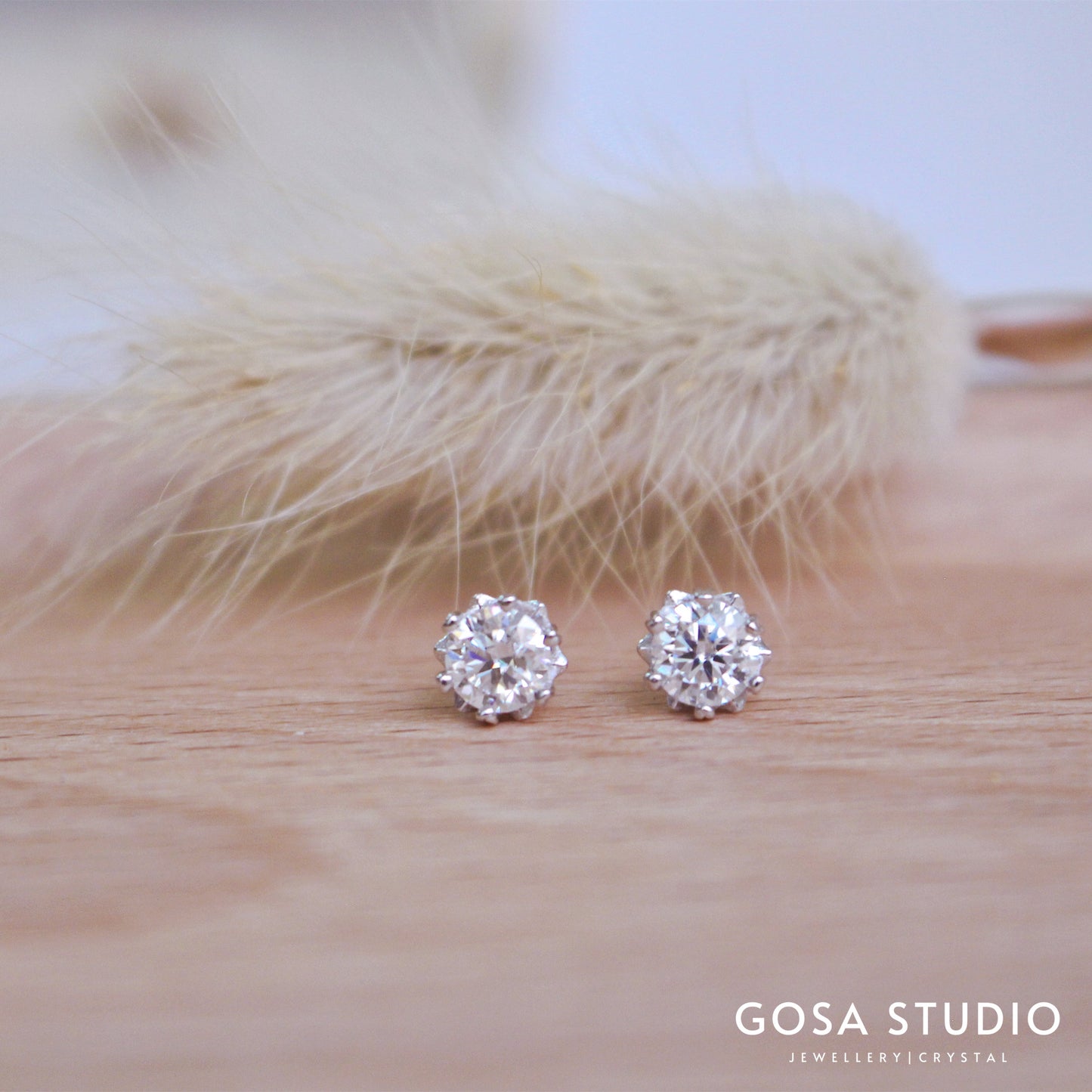 GE011 925純銀 莫桑鑽雪花耳釘耳環